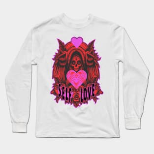 “Celebrate Your Self-Love on Valentine’s Day with this Skull and Wings Illustration” Long Sleeve T-Shirt